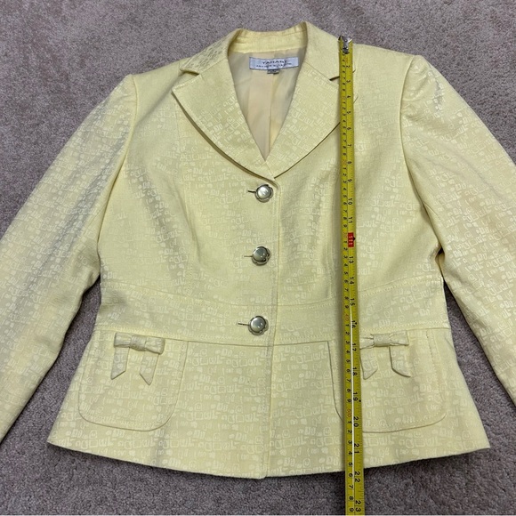 Tahari Arthur S. Levine yellow tailored Blazer single breasted textured Sz 6 - Picture 5 of 11